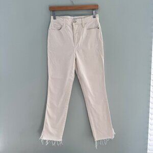 Frame Le Sylvie Slender Straight Fray Split Hem Jeans Ivory Off White